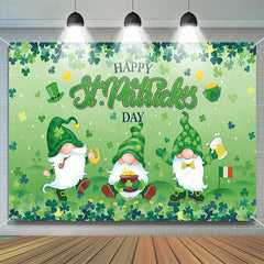 Aperturee - Cartoon Gnomes Clover Happy St Patricks Day Backdrop