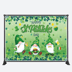 Aperturee - Cartoon Gnomes Clover Happy St Patricks Day Backdrop