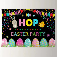 Aperturee - Cartoon Hop Rabbit Chick Happy Easter Backdrop