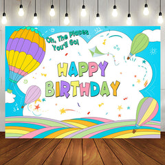 Aperturee - Cartoon Hot Air Balloons Kids Birthday Backdrop