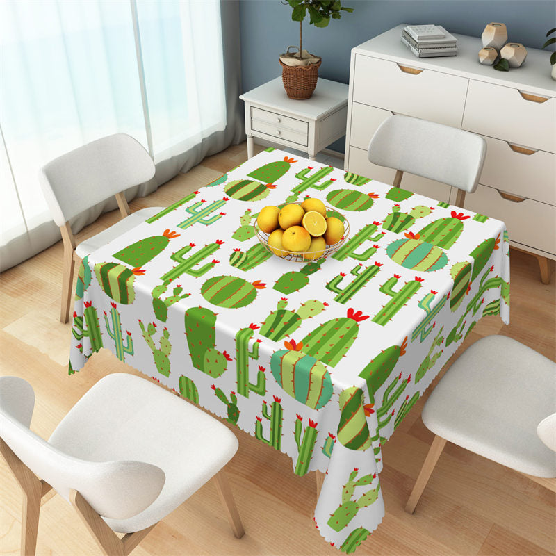 Aperturee - Cartoon Prickly Cactus Repeat Square Tablecloth