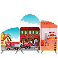 Aperturee Cartoon Red Truck Theme Arch Backdrop Kit For Boy