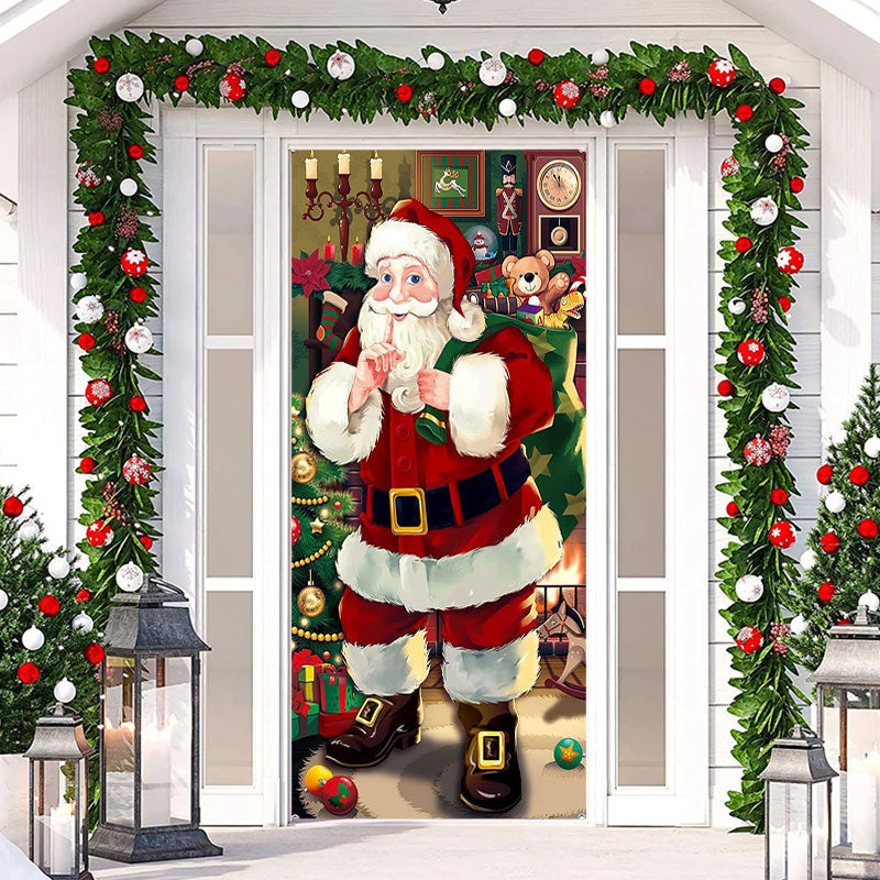 Aperturee - Cartoon Santa Claus Gift Bag Christmas Door Cover