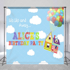 Aperturee - Cartoon Sky Clouds Balloon Custom Birthday Backdrop