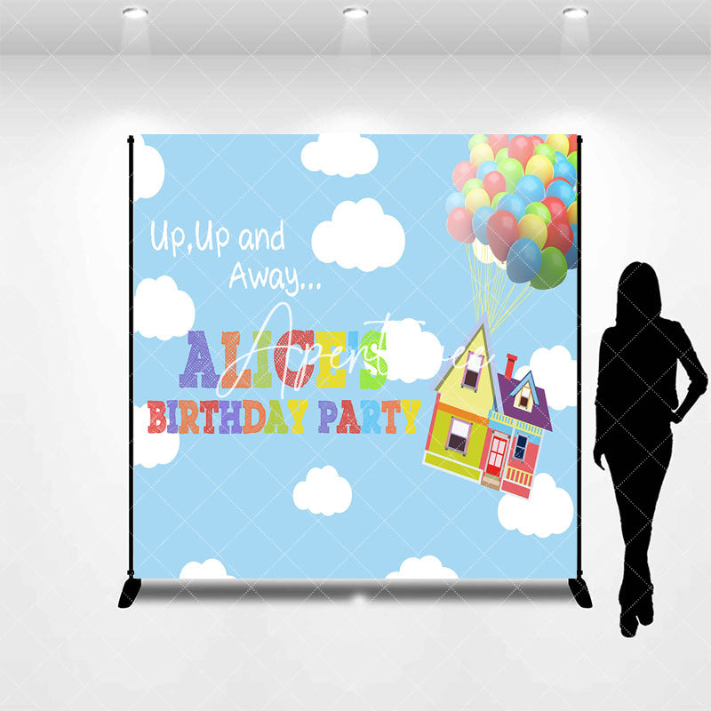 Aperturee - Cartoon Sky Clouds Balloon Custom Birthday Backdrop