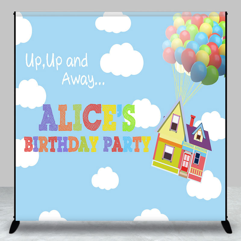 Aperturee - Cartoon Sky Clouds Balloon Custom Birthday Backdrop