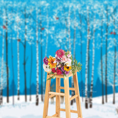 Aperturee - Cartoon Winter Forest Tree Animals Photo Backdrop