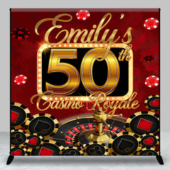 Aperturee - Casino 50th Birthday Theme Black Red Custom Backdrop