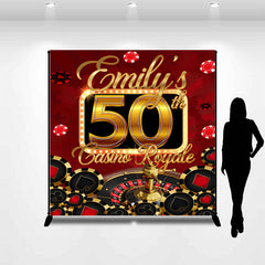 Aperturee - Casino 50th Birthday Theme Black Red Custom Backdrop