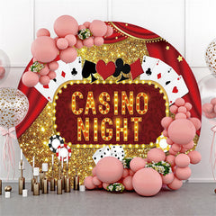 Aperturee Casino Night Glitter Golden And Red Circle Backdrop