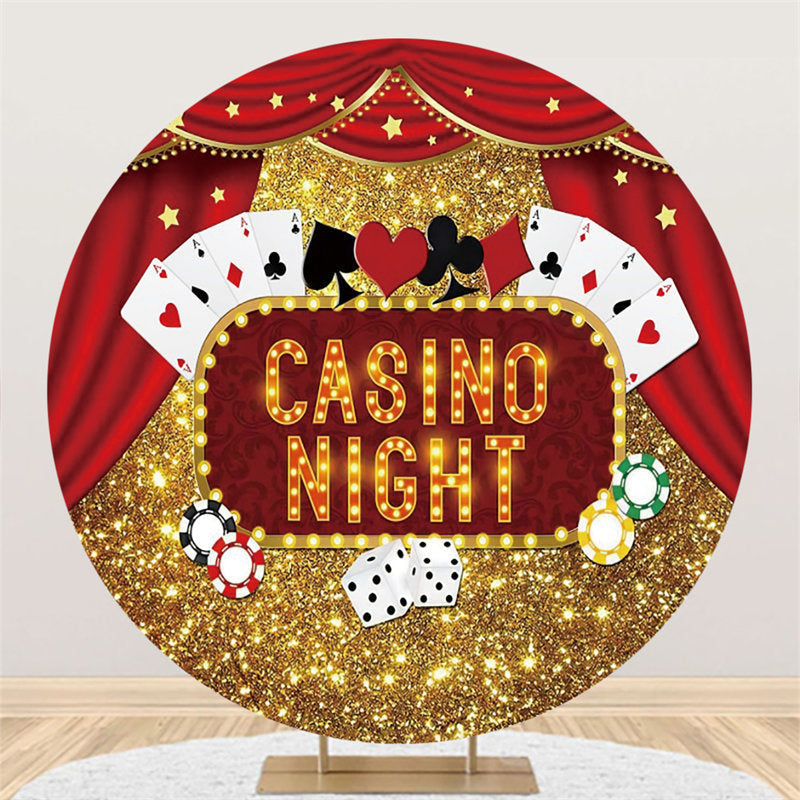 Aperturee Casino Night Glitter Golden And Red Circle Backdrop