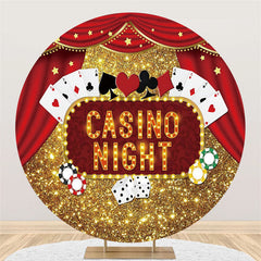 Aperturee Casino Night Glitter Golden And Red Circle Backdrop