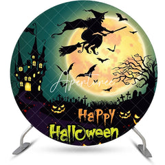 Aperturee - Castle Bat Witch Moon Night Happy Halloween Backdrop