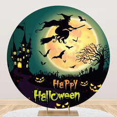 Aperturee - Castle Bat Witch Moon Night Happy Halloween Backdrop