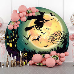 Aperturee - Castle Bat Witch Moon Night Happy Halloween Backdrop