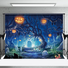 Aperturee - Castle Forest Terror Pumpkin Halloween Backdrop