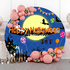 Aperturee - Castle Moon Night Round Happy Halloween Backdrop