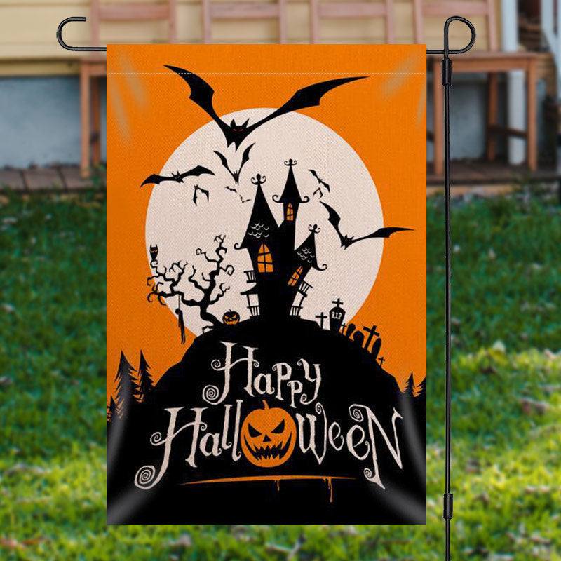 Aperturee - Castle Mountain Bats Halloween Waterproof Garden Flag