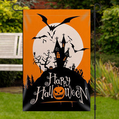 Aperturee - Castle Mountain Bats Halloween Waterproof Garden Flag