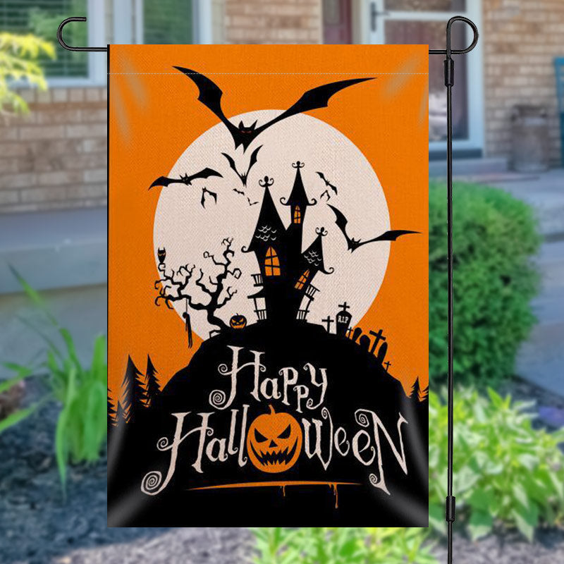 Aperturee - Castle Mountain Bats Halloween Waterproof Garden Flag