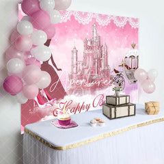 Aperturee - Castle Pink Cloud Princess Birthday Backdrop