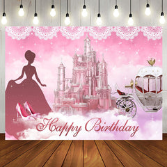 Aperturee - Castle Pink Cloud Princess Birthday Backdrop