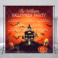 Aperturee - Castle Pumpkins Custom Name Halloween Party Backdrop