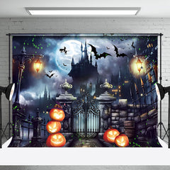 Aperturee - Castle Sparkling Pumpkin Witch Halloween Night Backdrop