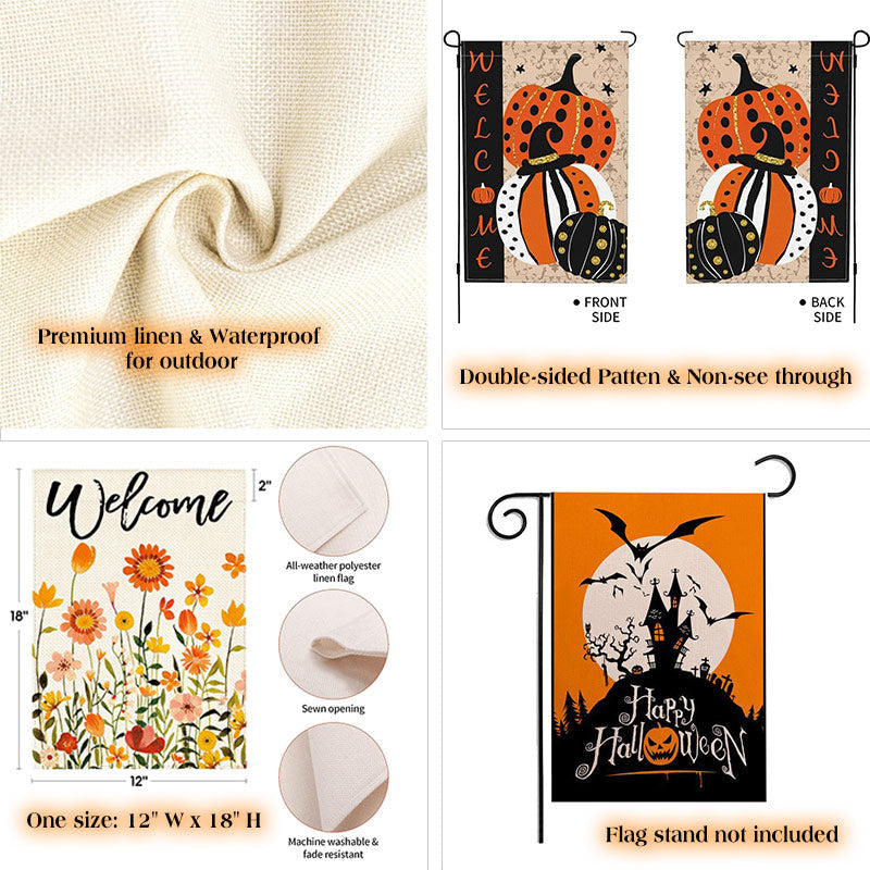 Aperturee - Cat Pumpkin Stars Halloween Waterproof Garden Flag