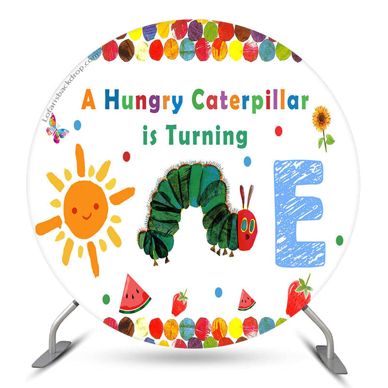 Aperturee Caterpillar Is Turning One Birthday Round Backdrop