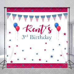 Aperturee - Celebrate Blue Red White 3rd Custom Birthday Backdrop