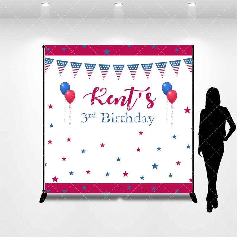 Aperturee - Celebrate Blue Red White 3rd Custom Birthday Backdrop