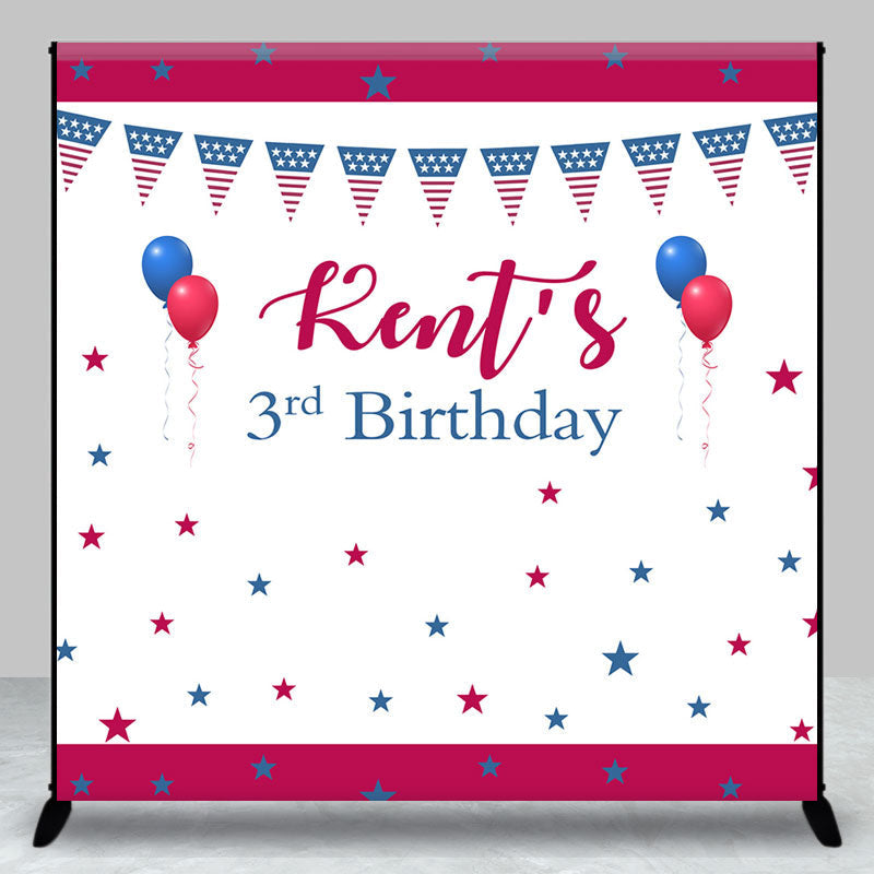 Aperturee - Celebrate Blue Red White 3rd Custom Birthday Backdrop