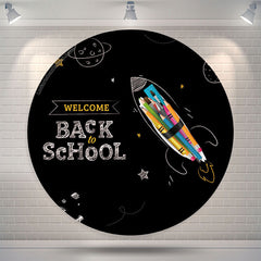 Aperturee - Chalk Drawing Round Back to School Backdrop Cover