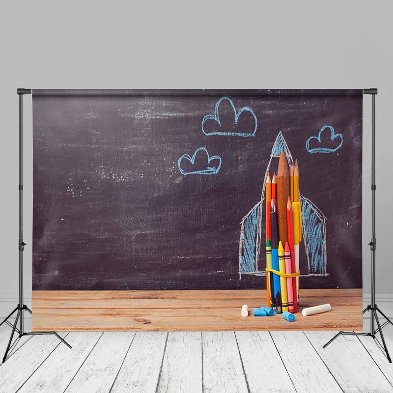 Aperturee - Chalkboard Pencils Chalk Backdrop Back To School