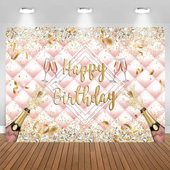 Aperturee - Champagne Bottle Ribbions Happy Birthday Backdrop