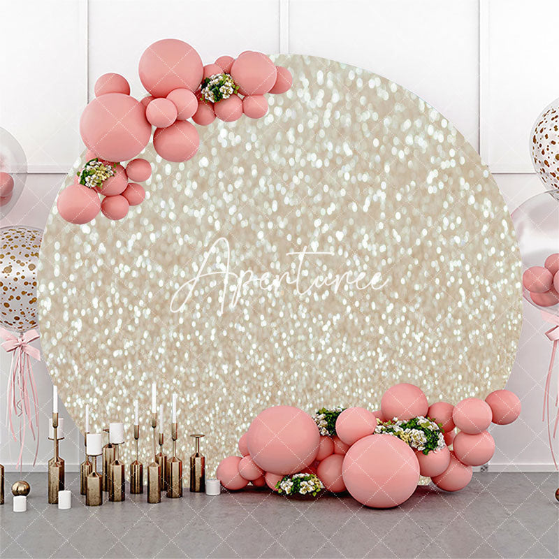 Aperturee Champagne Glitter Bokeh Round Birthday Party Backdrop