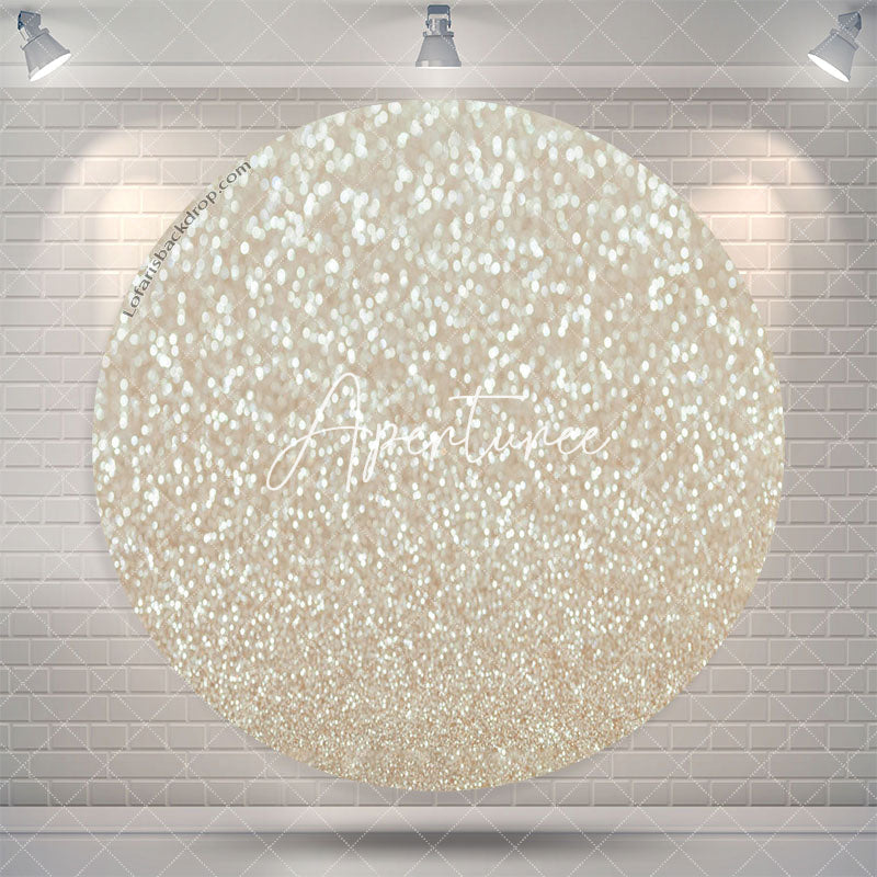 Aperturee Champagne Glitter Bokeh Round Birthday Party Backdrop