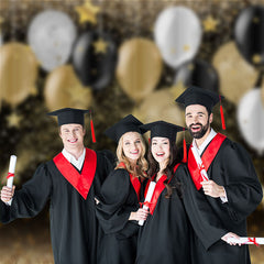 Aperturee - Champagne Gold Glitter Balloon Bokeh Grad Photo Backdrop