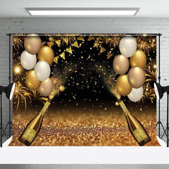 Aperturee - Champagne Gold Glitter Balloon New Year Backdrop