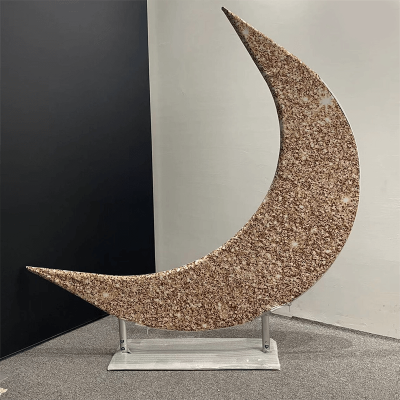 Aperturee - Champagne Gold Glitter Moon Wedding Arch Backdrop For Decor