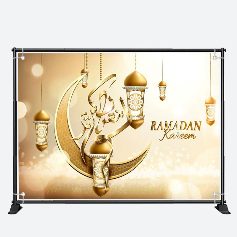 Aperturee - Champagne Moon Pendant Lantern Bokeh Ramadan Backdrop