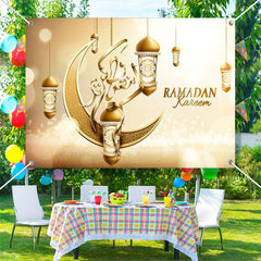 Aperturee - Champagne Moon Pendant Lantern Bokeh Ramadan Backdrop