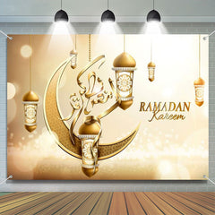 Aperturee - Champagne Moon Pendant Lantern Bokeh Ramadan Backdrop