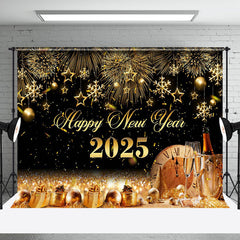 Aperturee - Champagne Sparkle Gold 2025 Happy New Year Backdrop