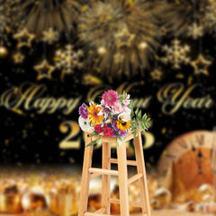 Aperturee - Champagne Sparkle Gold 2025 Happy New Year Backdrop