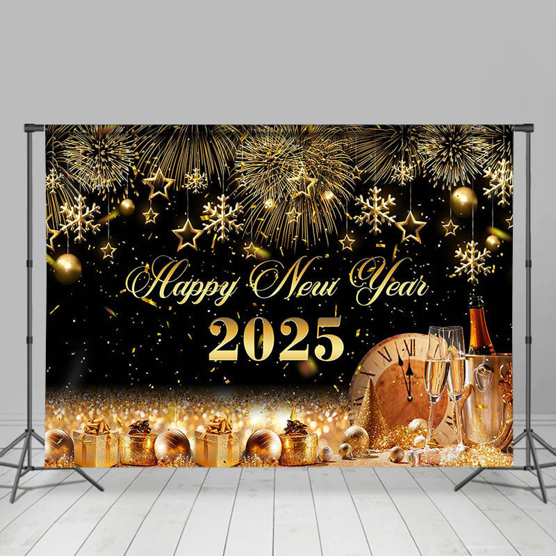 Aperturee - Champagne Sparkle Gold 2025 Happy New Year Backdrop