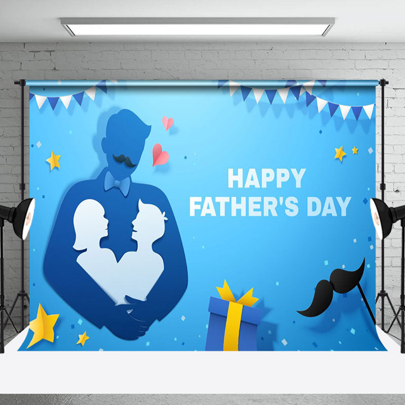 Aperturee - Character Paper Cutting Blue Fathers Day Backdrop