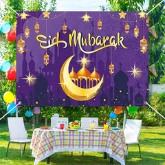 Aperturee - Charming Purple Blessed Month Eid Mubarak Backdrop