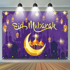 Aperturee - Charming Purple Blessed Month Eid Mubarak Backdrop